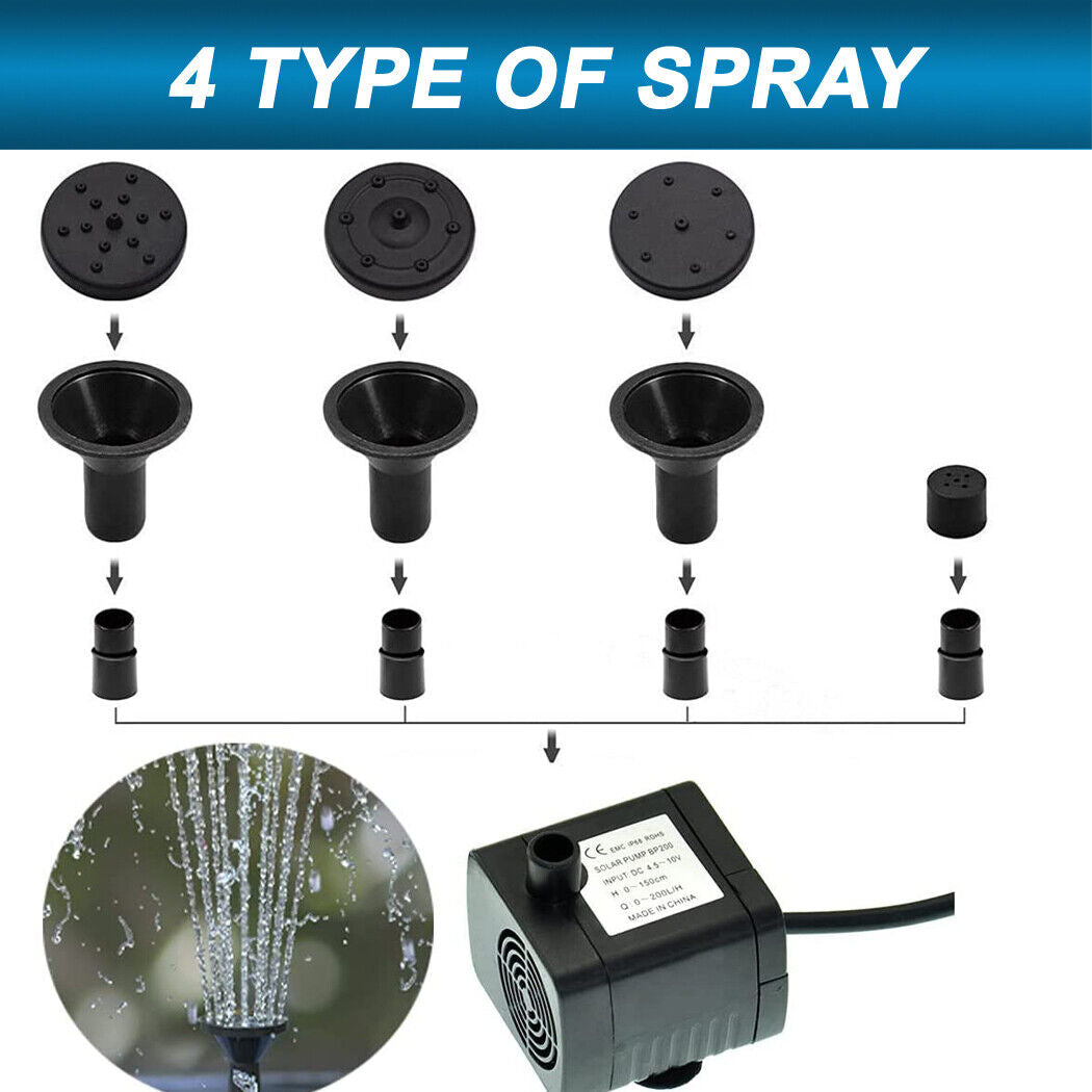 Solar Power Fountain 80cm Water Height Pond Pump Submersible Solar Water Pump 5W