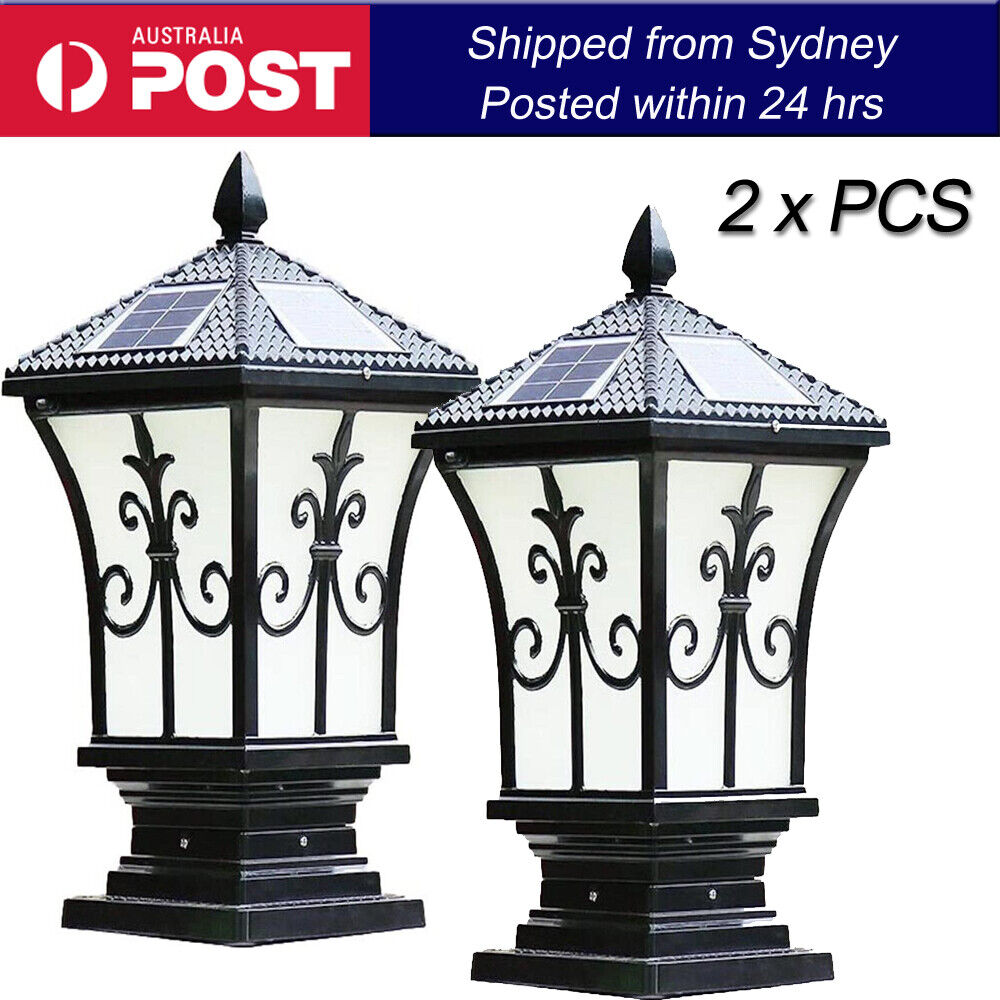 2 x PCS Solar Pillar Light Solar Post Light Lantern Solar Coach Lamp Outdoor