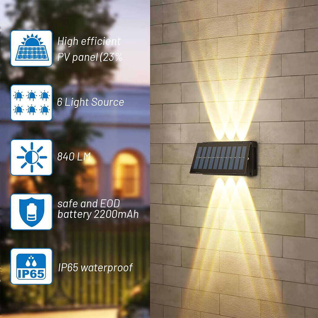 Solar Wall Lights Decorative Outdoor Waterproof IP65 Adjustable Panel Up Down