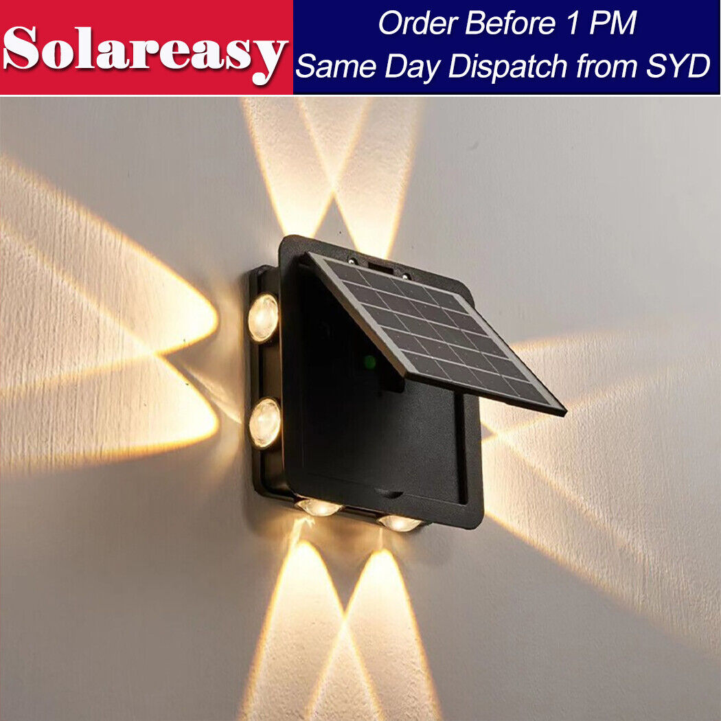 Solar Wall Lights 4 Direction Beam LED Decorative Outdoor Waterproof IP65 Wall