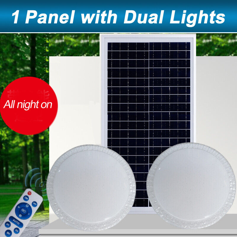 Dual Solar Ceiling Lights Sensor or Remote Control Indoor Outdoor All Night Light