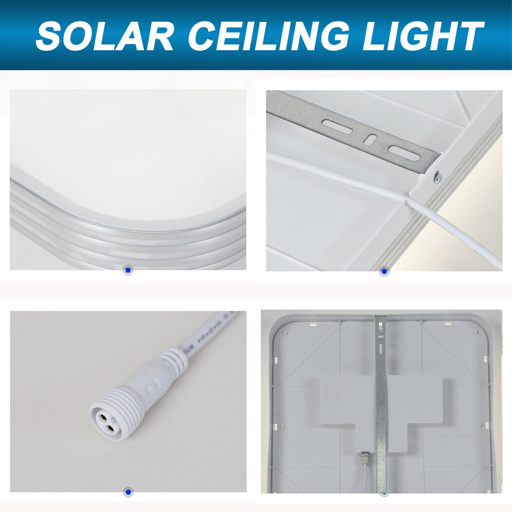 200W Large Square Solar Ceiling Light All Night Light Sensor or Remote Control