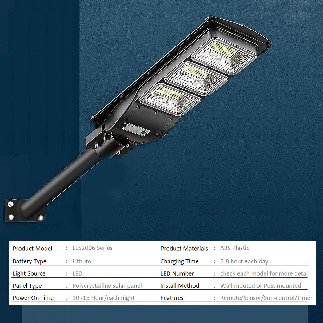 Solar LED Street Light Outdoor Motion Sensor Control 50/100/150/200/300W