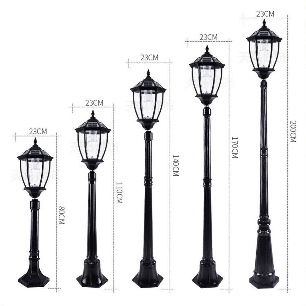 Victorian Solar Lamp Post Light Clear Glass Lantern classic Solar Column Lights Yard Lawn Walkway