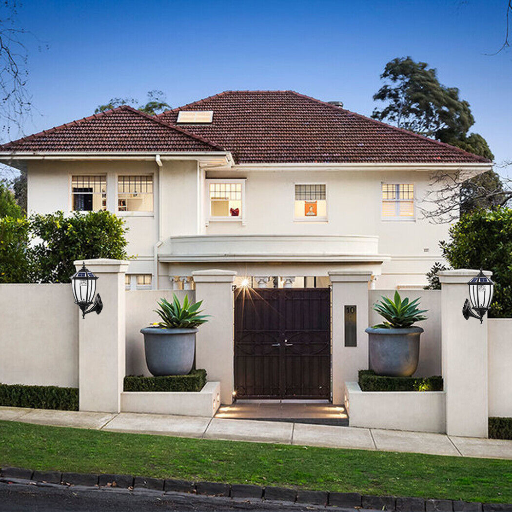 Antique Solar Wall Light Hexagonal Solar Wall Lamp Clear Glass Gate Outdoor Front Door