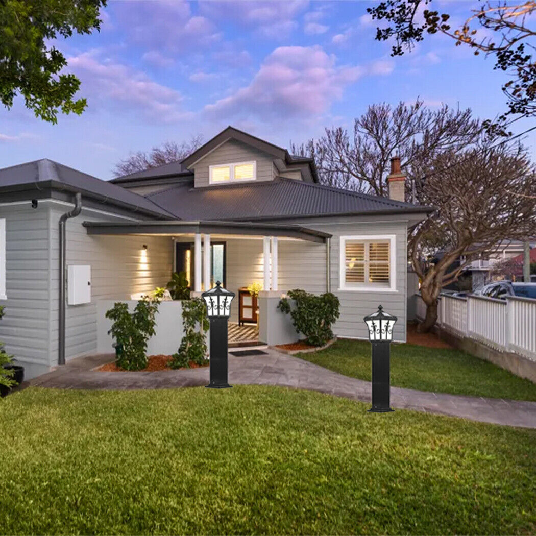 Solar Pillar Lights Outdoor – Vintage Walkway Post Lights for Garden, Yard, Landscape – Waterproof Auto-On LED Lamp