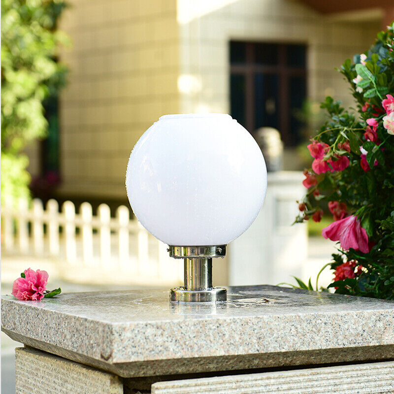 30cm solar bollard light with globe diffuser — Spherical Pillar Light Lantern Ball shape