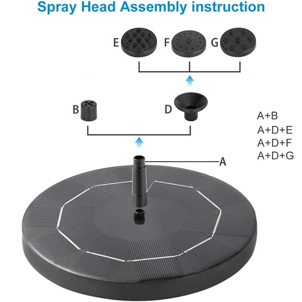 Floating Solar fountain Watering Submersible Pump Pond Pool Garden Aquari