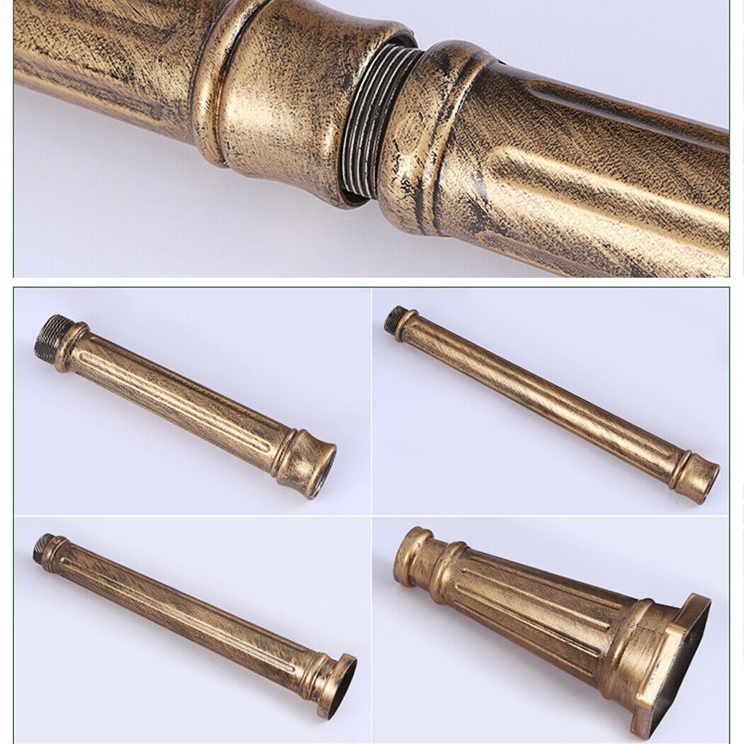 Double Head Antique Solar Coach Post Light 2 Head Clear Glass street Lantern Hexagonal