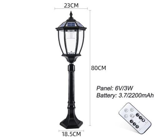 Victorian Solar Lamp Post Light Clear Glass Lantern classic Solar Column Lights Yard Lawn Walkway