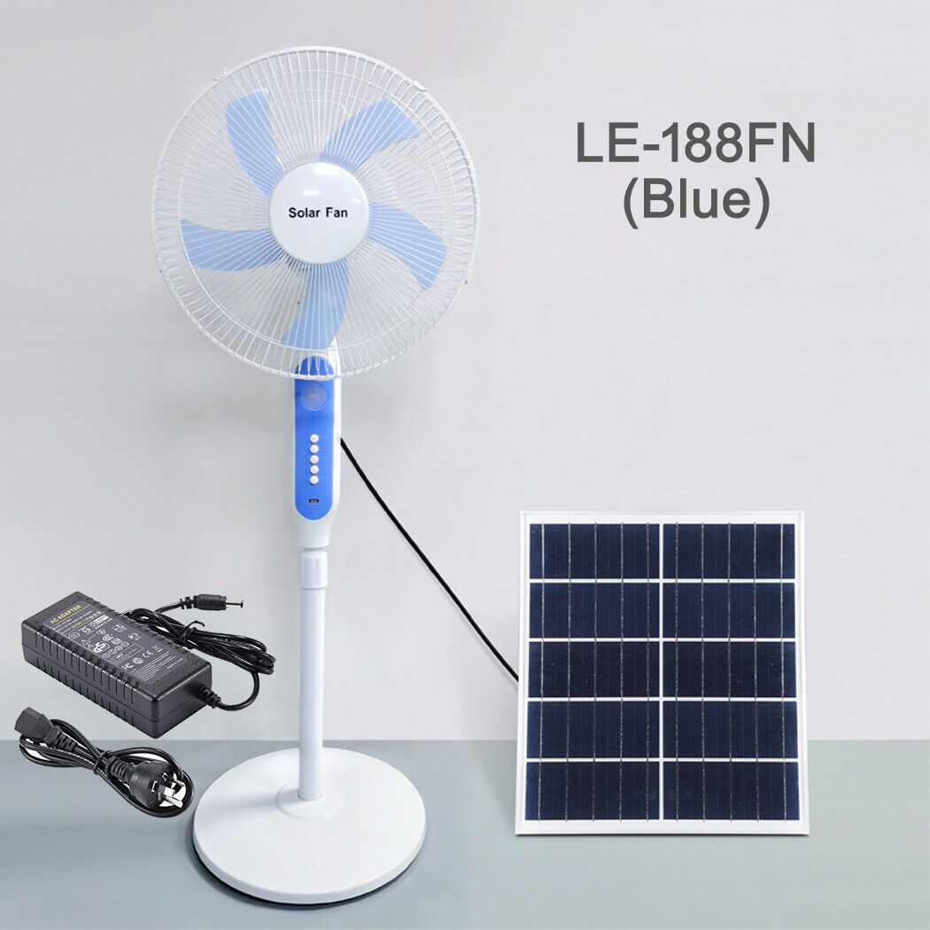 Solar Powered Pedestal Fan Stand Fan Outdoor Indoor AC Adapter Caravan Solar Fan