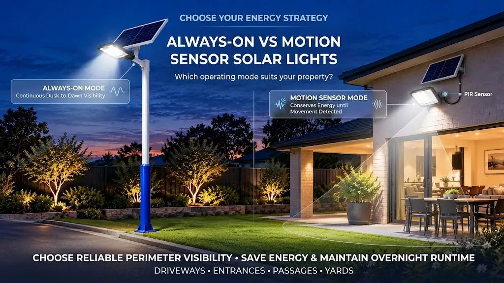 Always-On vs Motion Sensor Solar Lights – Which Should You Choose?