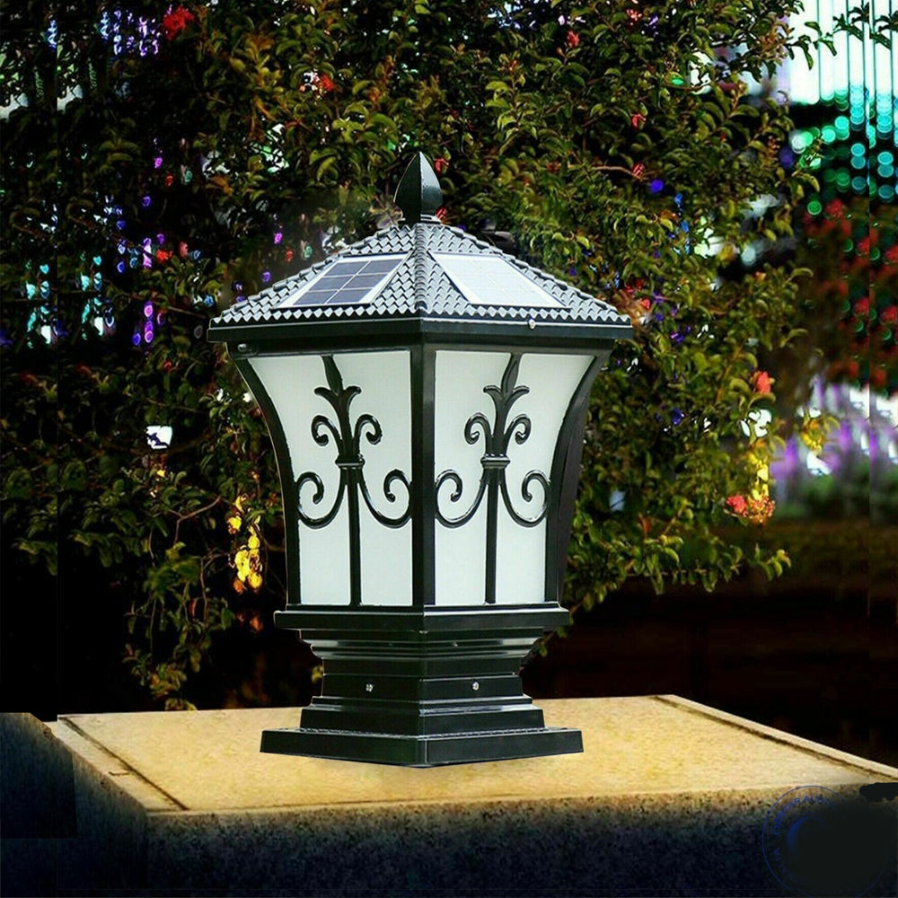 elegant solar post & pillar lights—vintage lanterns, wall lamps & LED globes for gardens, gates & walkways. 