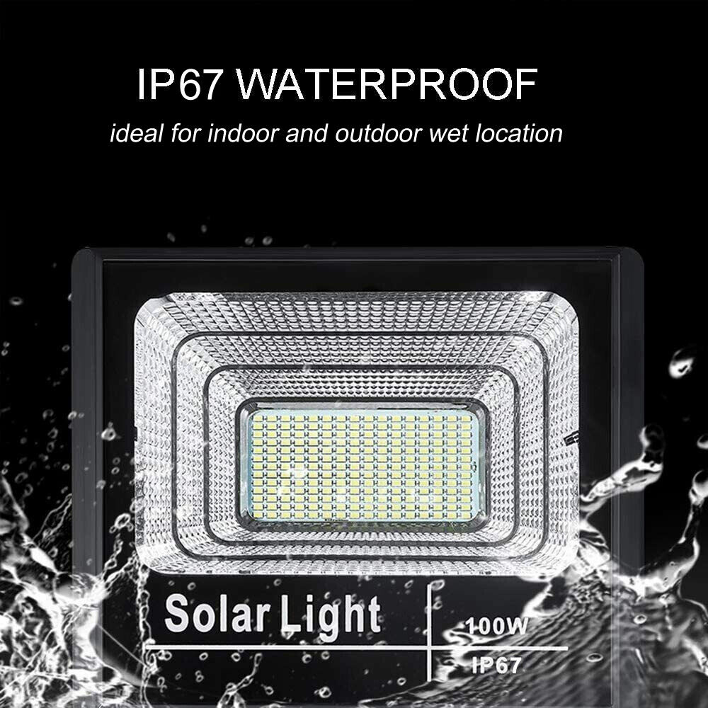 200W Ultra Bright Solar Flood Light – 400 LED, IP66 Waterproof, Dusk-to-Dawn 12 hours with Remote Control
