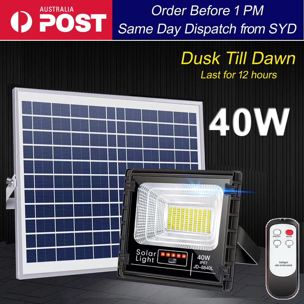 40W LED Solar Street Flood Lights -  Ultra Bright, Premium-grade  12-hour automatic illumination