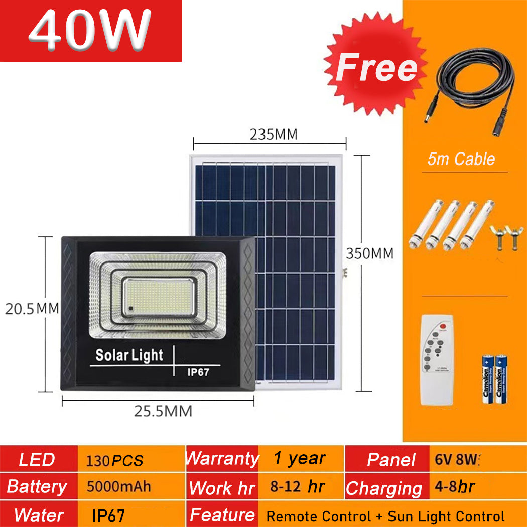 40W Solar-Powered 7 Colour Flood Light - solar-powered RGB flood light, Garden Landscape Tree light