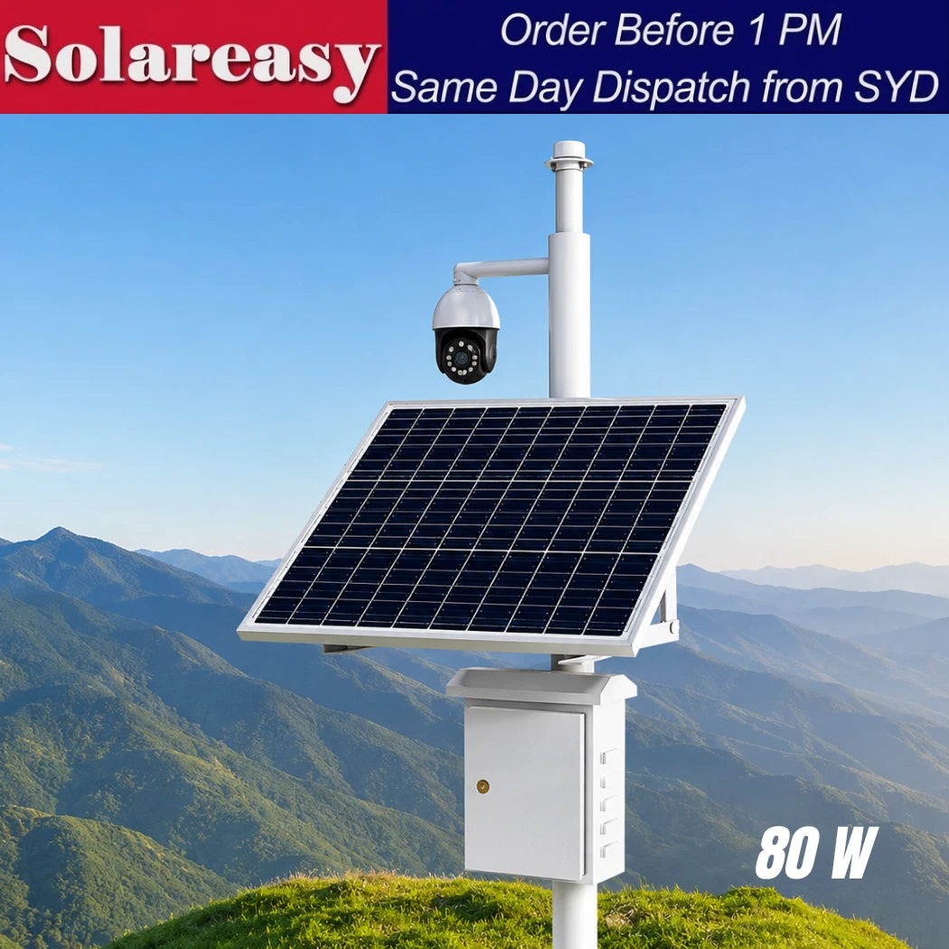 80W 40AH Solar Power System for 4G Security Cameras Off Grid CCTV Power Kit