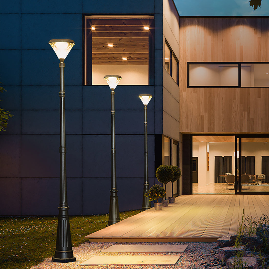 Double Head Solar Post Light 2 Head Solar Street Lantern Flat Top Lawn Walkway