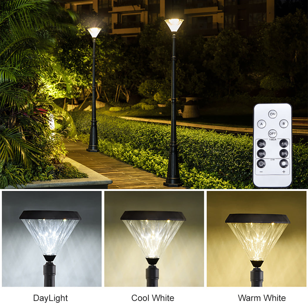 Double Head Solar Post Light 2 Head Solar Street Lantern Flat Top Lawn Walkway