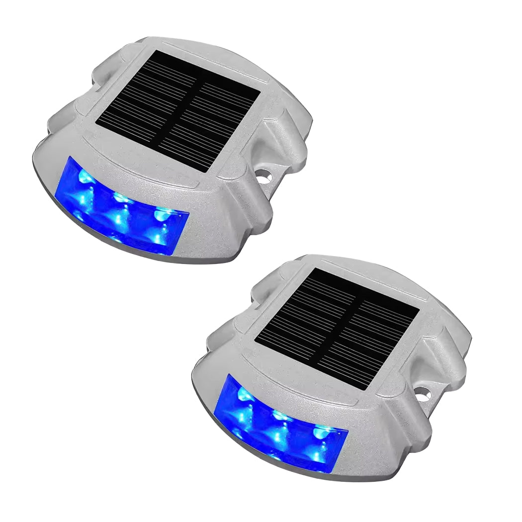 2 Pack x Solar Driveway Deck Marker Lights Ultra-Bright LED IP68 Waterproof Pressure-Resistant Eco-Friendly