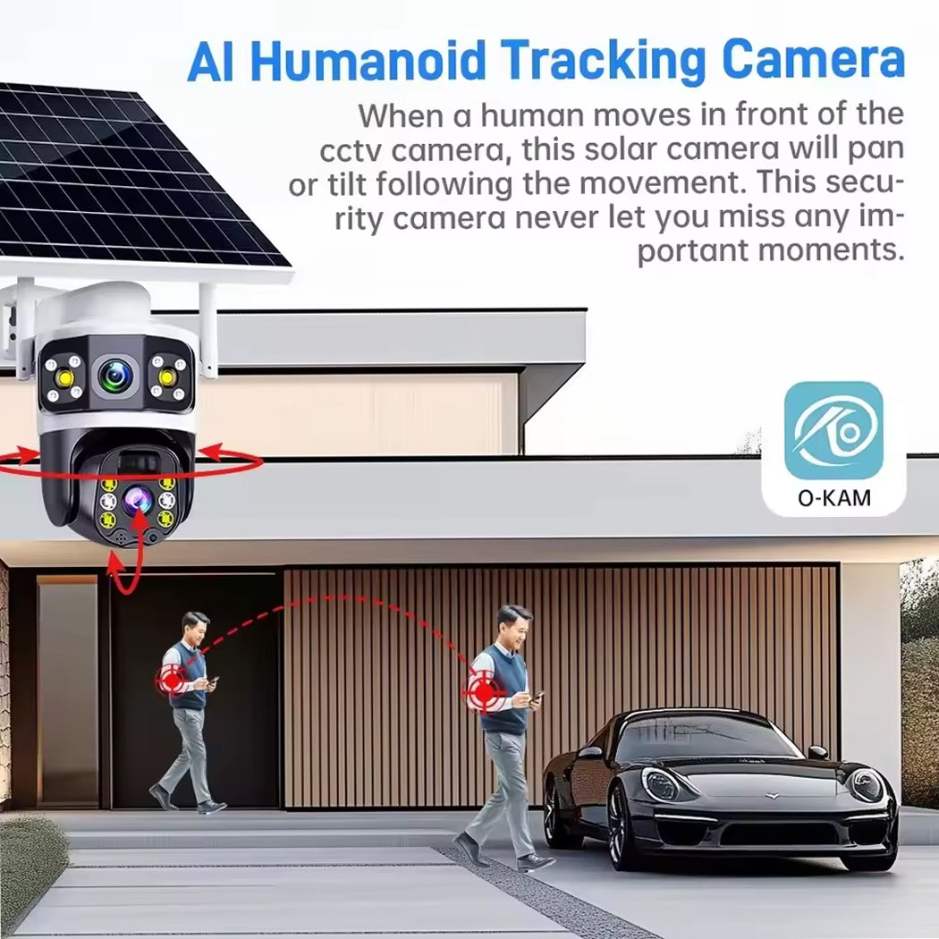 WiFi Solar Powered Security Camera Full Colour Night Vision AI tracking Build Siren