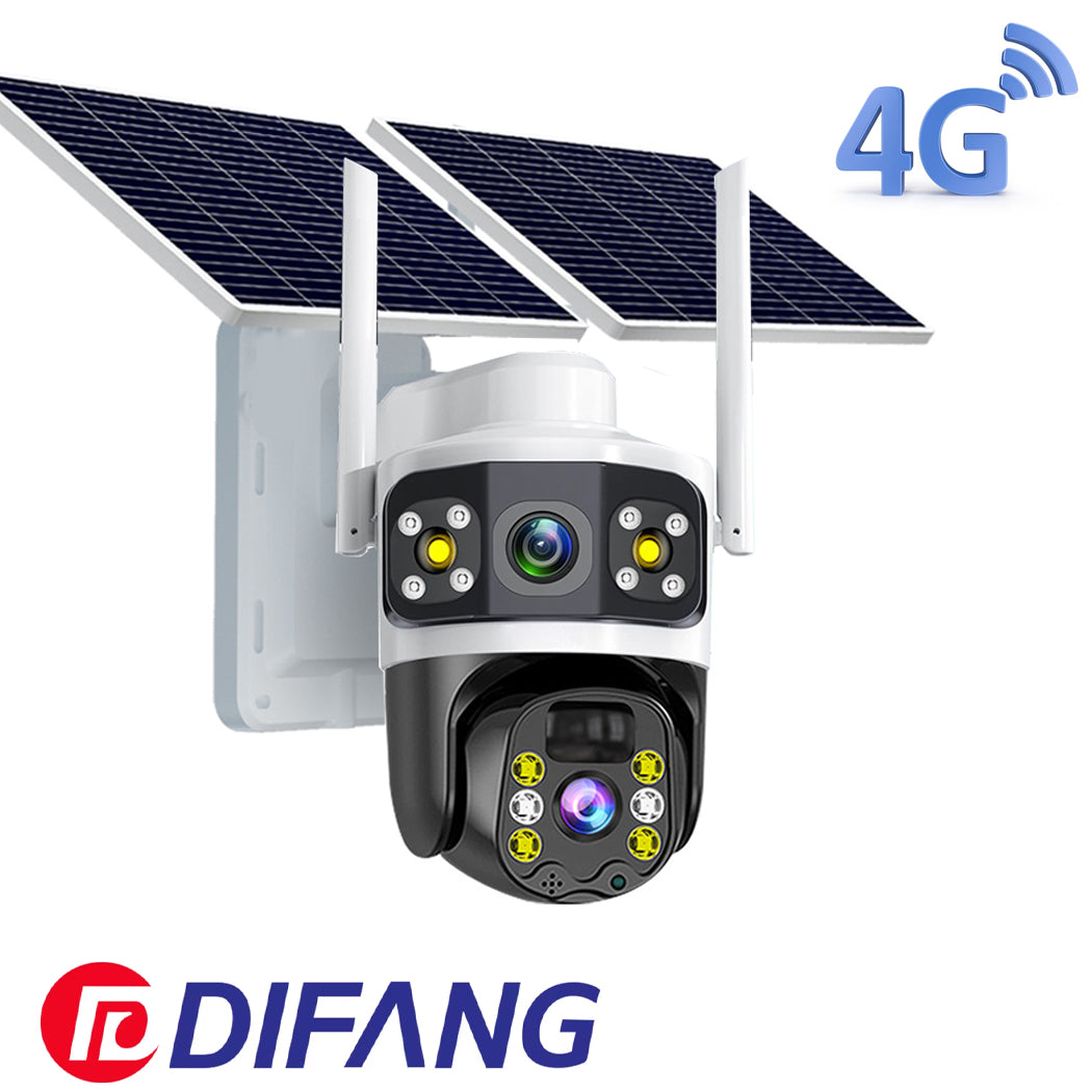 4G Solar Powered Security Camera dual Panel Rechargeable Full Colour Night Vision AI tracking