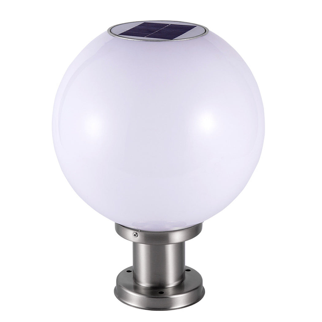 Solar White Spherical Globe Pillar Light 3 Lighting Modes Waterproof  Post-Mounted Lights
