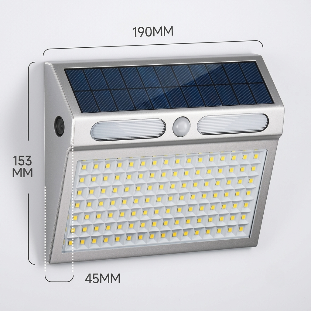 Solar Sensor Wall Light Stainless Steel, Warm White DailyLight Super Bright