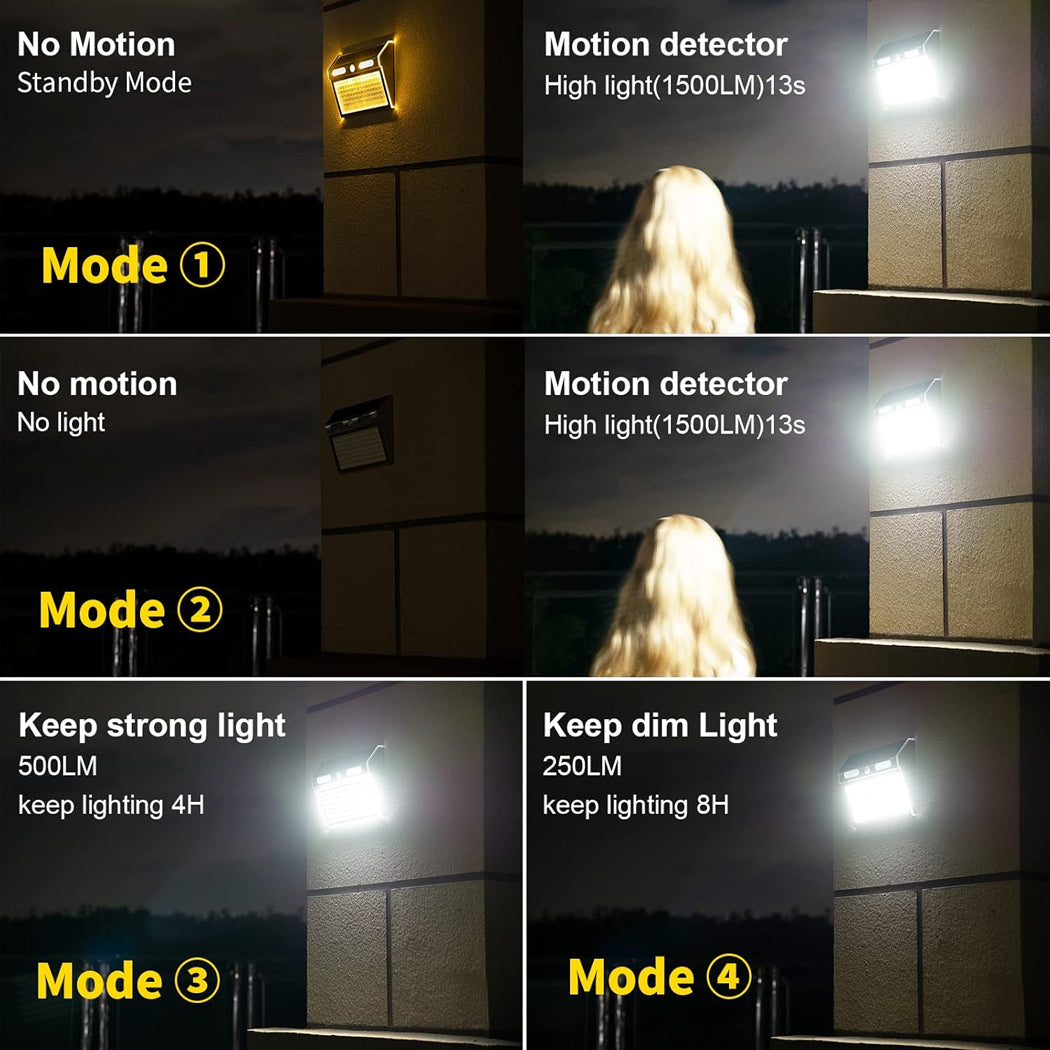 Solar Sensor Wall Light Stainless Steel Warm White DailyLight Super Bright Remote Wterproof