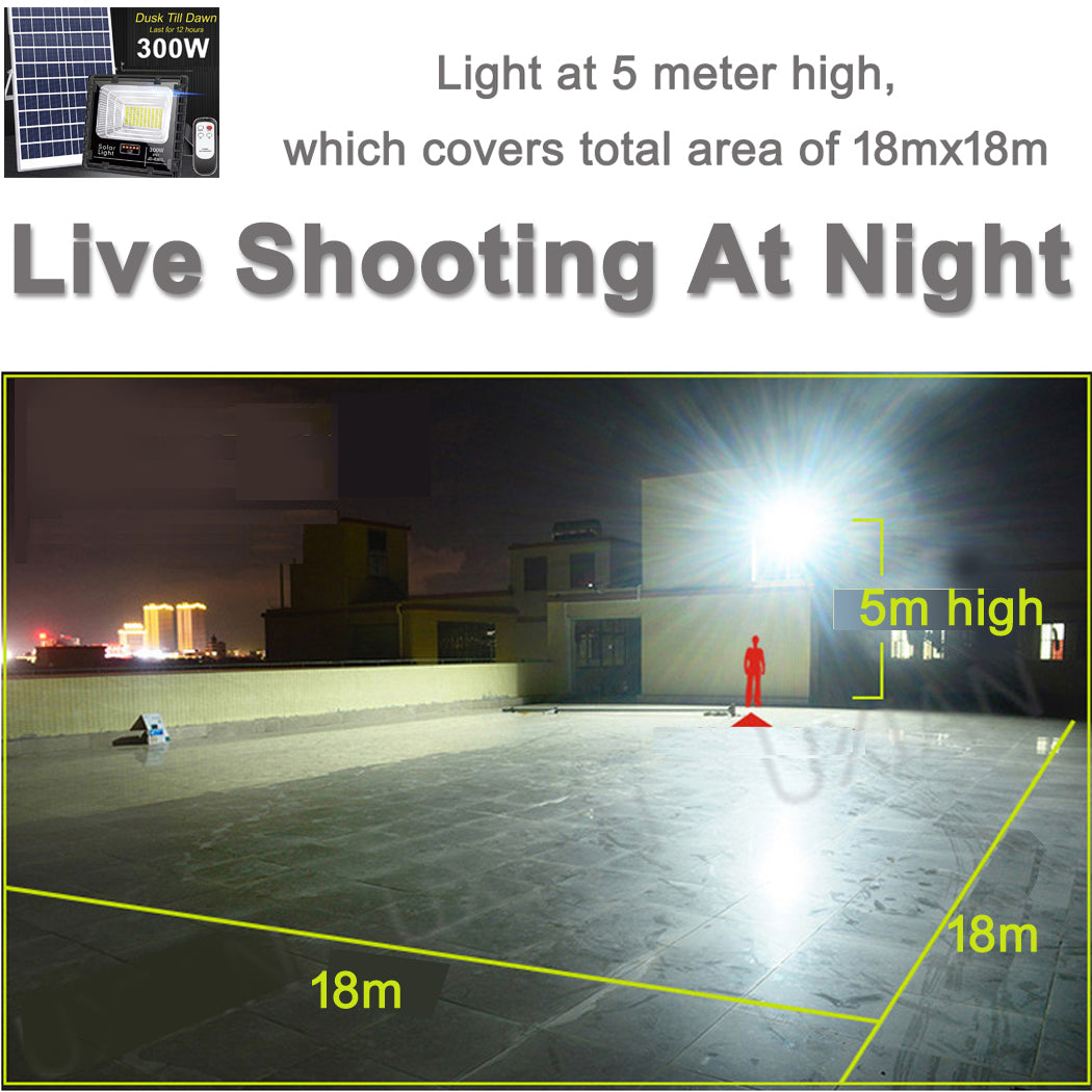 300W LED Solar Flood Light - Ultra Bright, 12-Hour Illumination, Tough Build