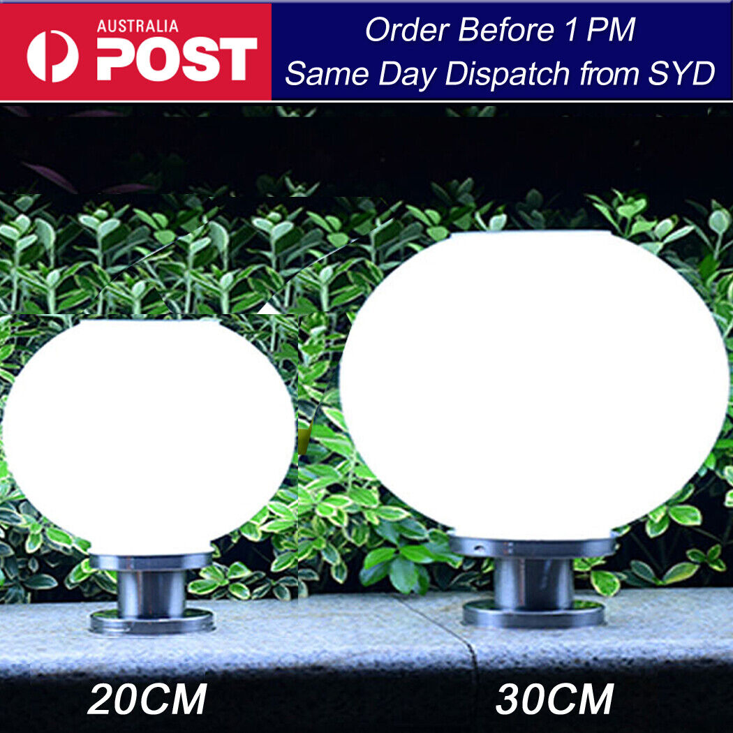 Solar Post Sphere Global Light Spherical Pillar Light Lantern Ball shape 20/30cm