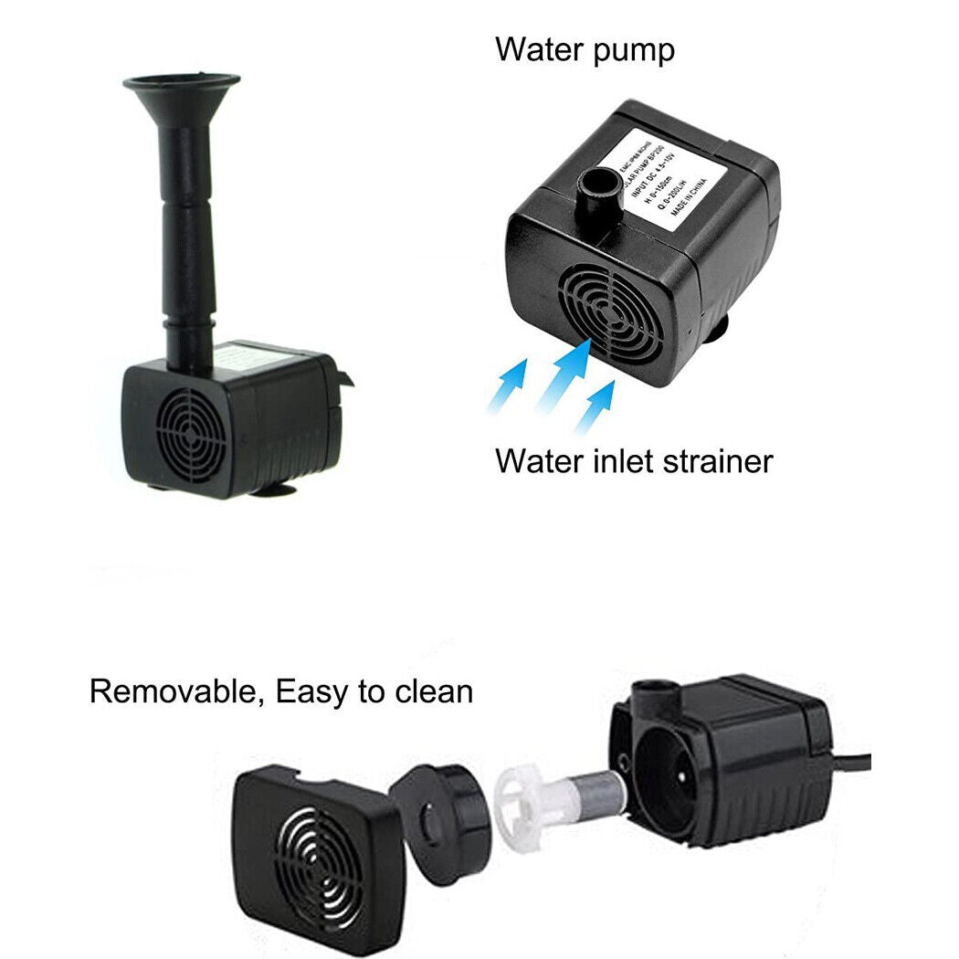 Solar Power Fountain 100cm Water Heigh Pond Pump Submersible Solar Water Pump 8W