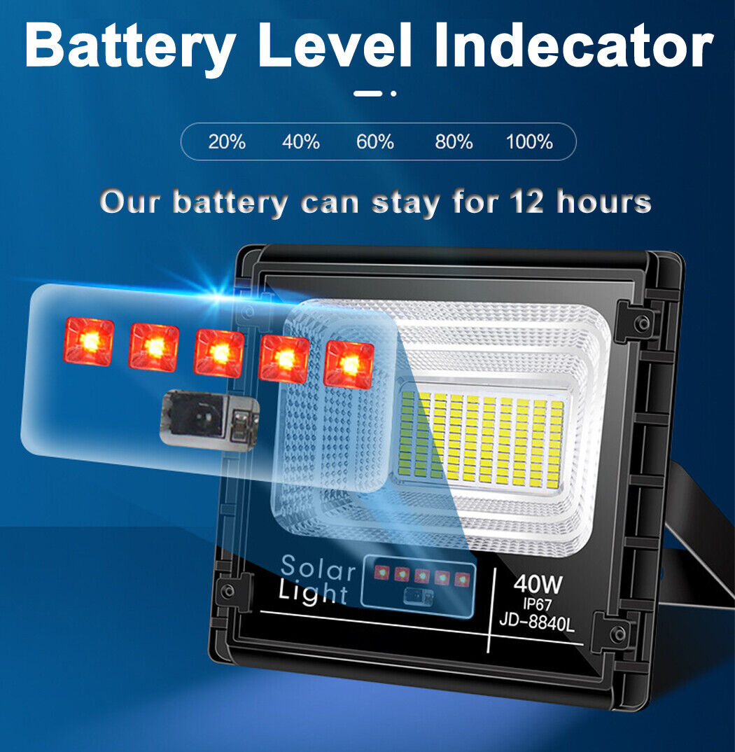  Ultra Bright Solar Flood Light  with battery power level indecation,  tough aluminum body