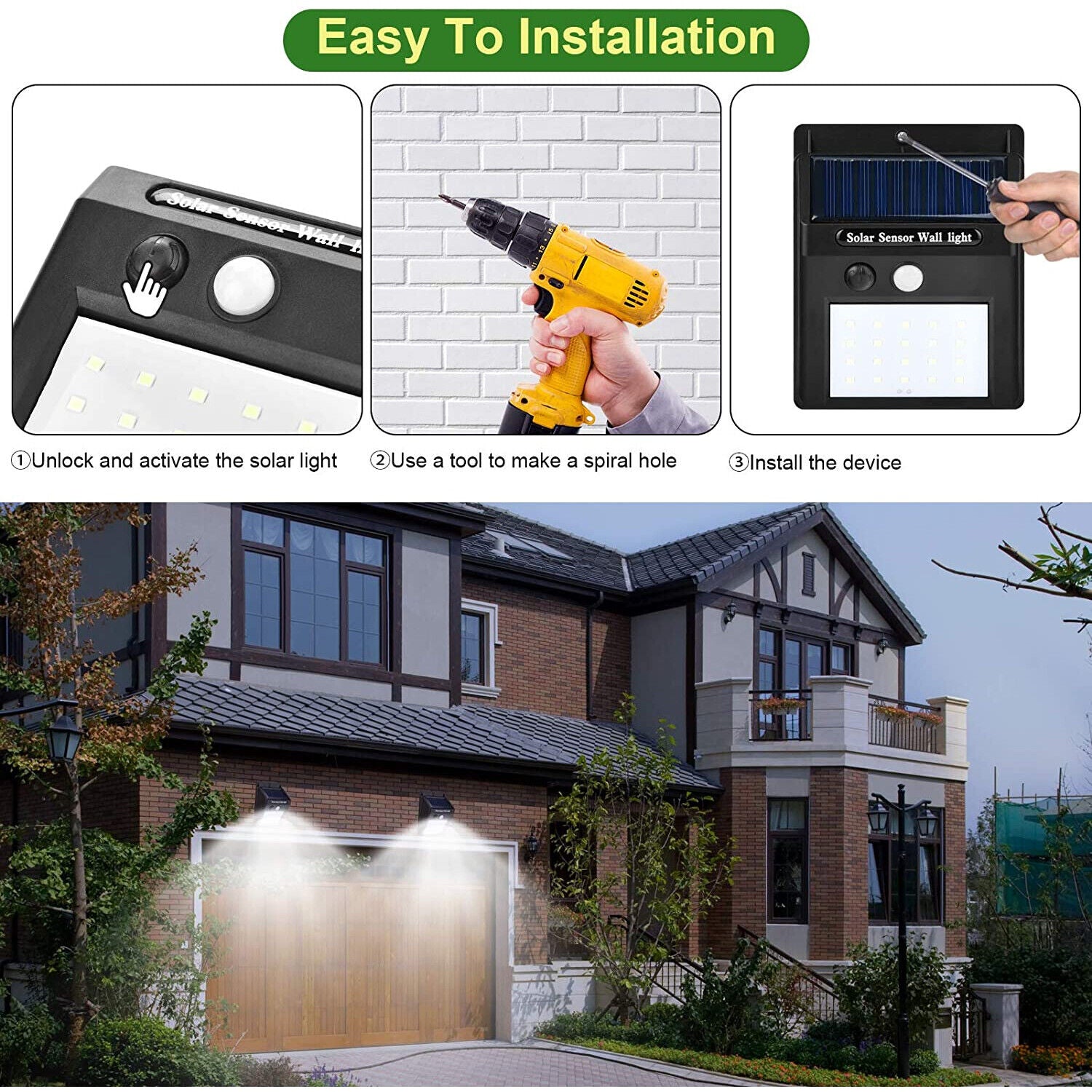 30LED Solar Power PIR Motion Sensor Security Light Outdoor Garden Light Wall Lam