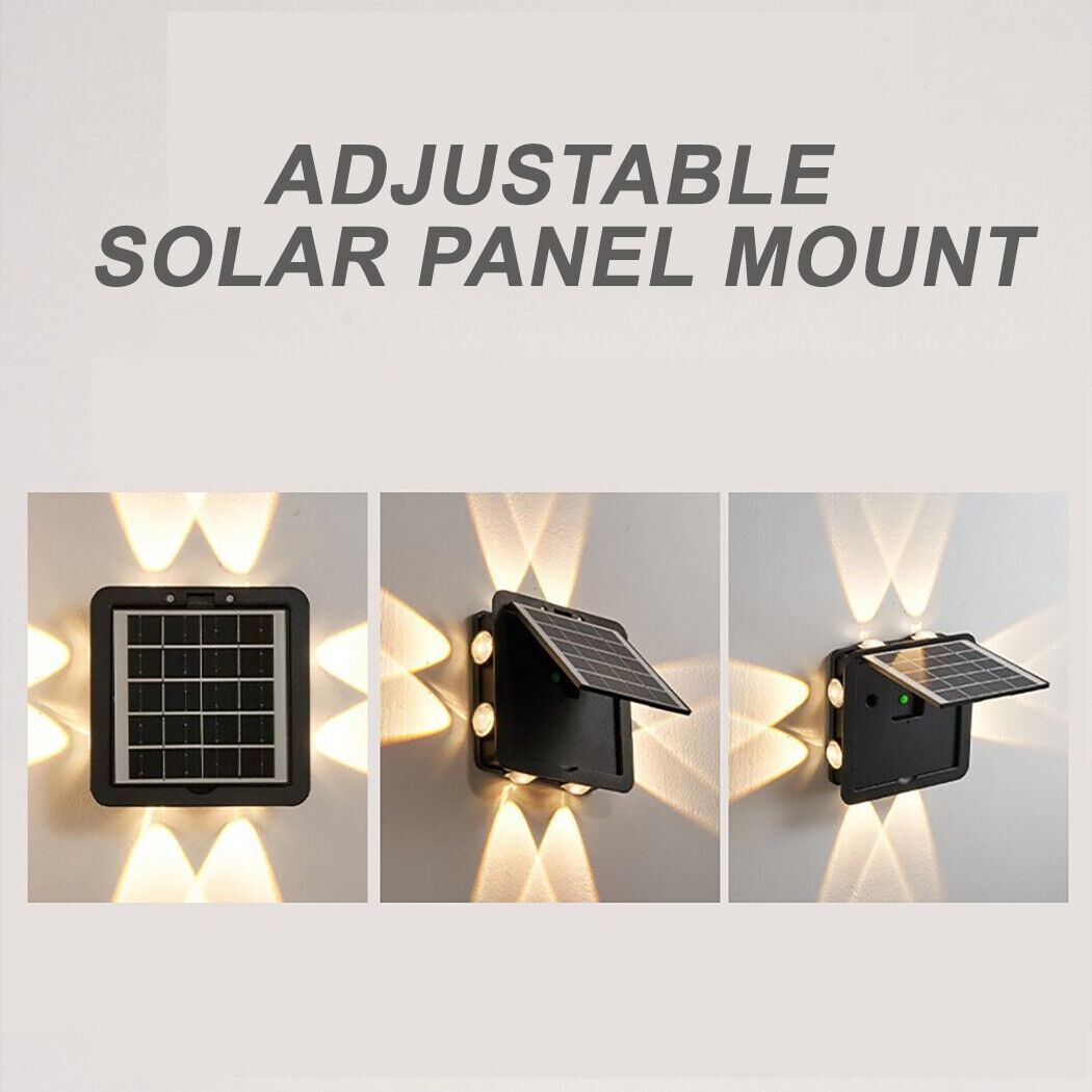 Solar Wall Lights 4 Direction Beam LED Decorative Outdoor Waterproof IP65 Wall