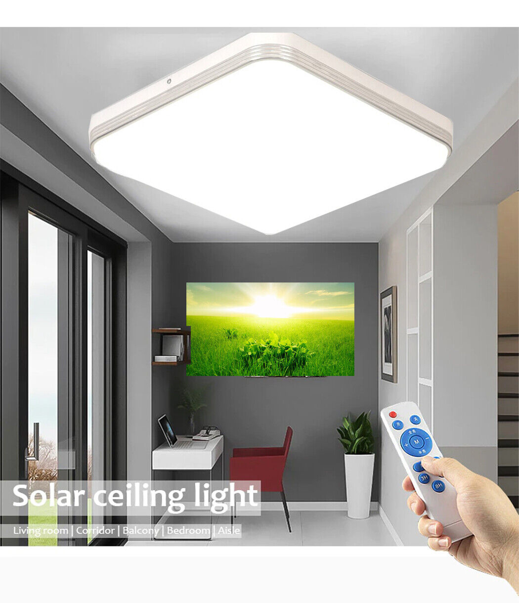 200W Large Square Solar Ceiling Light All Night Light Sensor or Remote Control