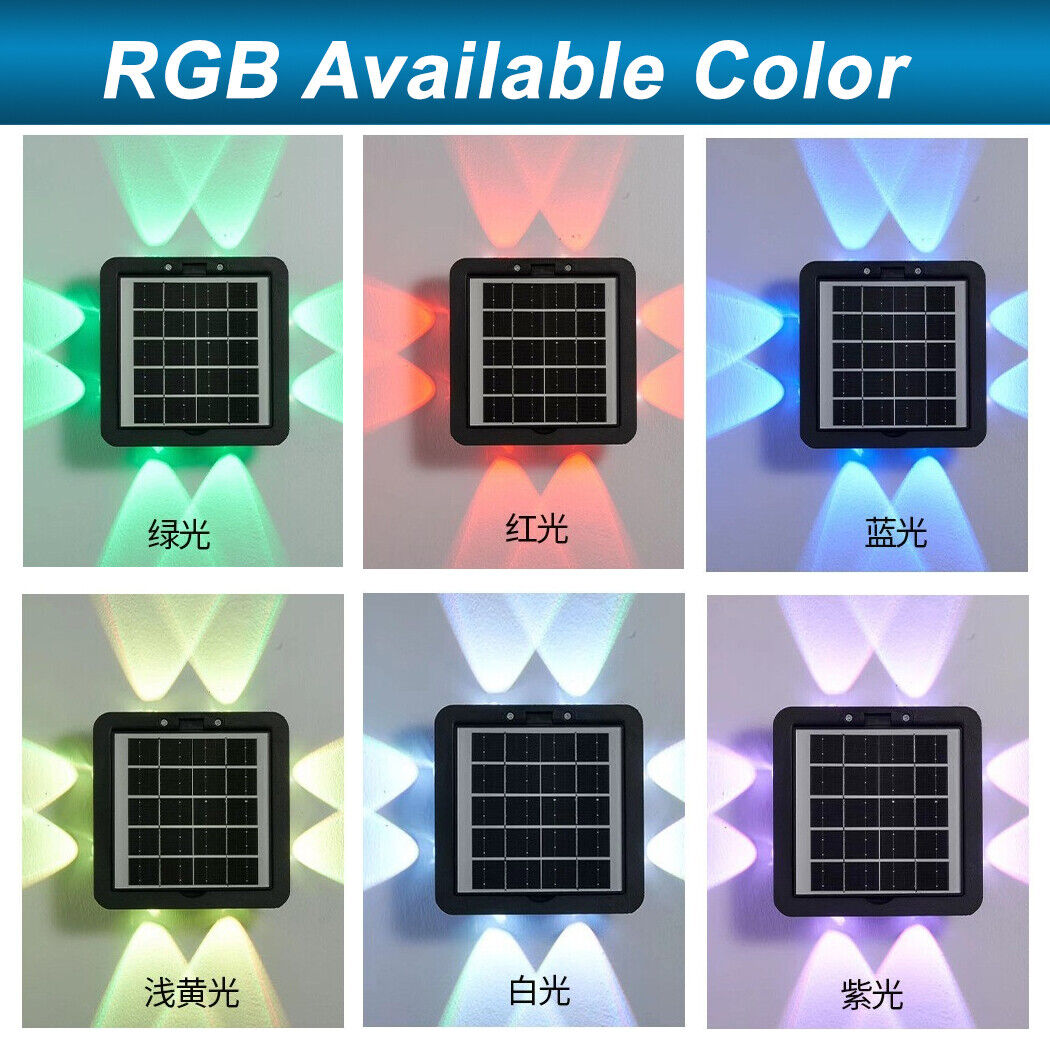 Solar Wall Lights 4 Direction Beam LED Decorative Outdoor Waterproof IP65 Wall