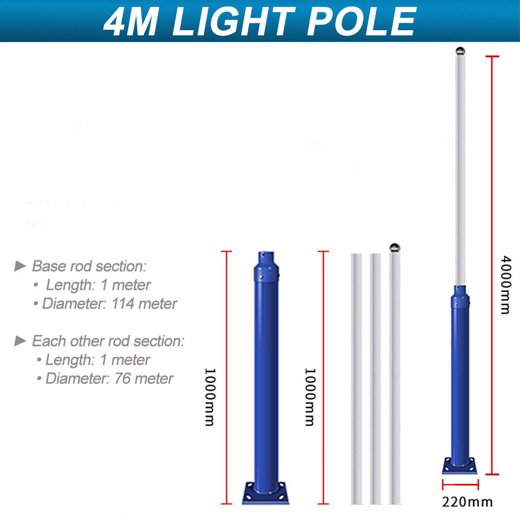 Galvanized Steel Solar Light Pole – Split Assembly Design 3m 4m 5m