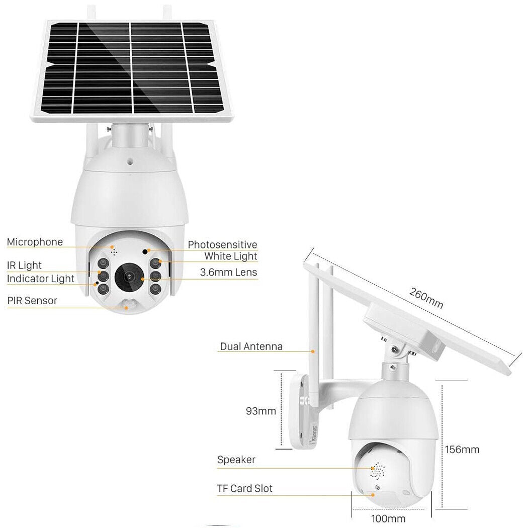 4G Solar Powered Security Camera Wireless 1080P Rechargeable Outdoor Night Visio