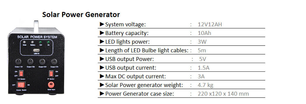 Solar Panel Power Generator Kit Solar Panel Battery 4 bulbs 25W Off-Grid Solar
