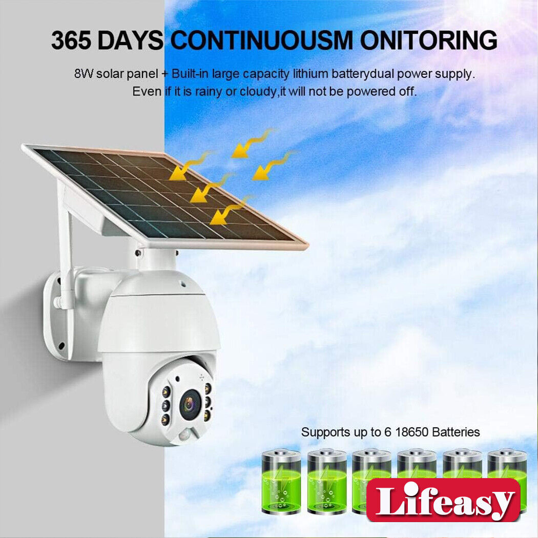 4G Solar Powered Security Camera Wireless 1080P Rechargeable Outdoor Night Visio