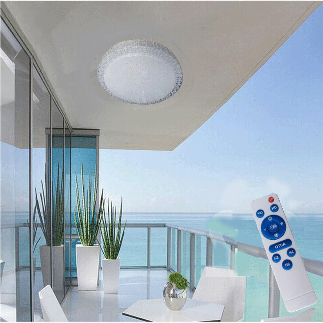 30/60W Solar Ceiling Light All Night Light Sensor or Remote Control Single Dual