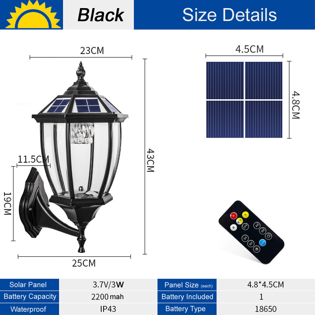 Solar Wall Light Hexagonal Solar Wall Lamp Clear Glass Gate Outdoor Front Door