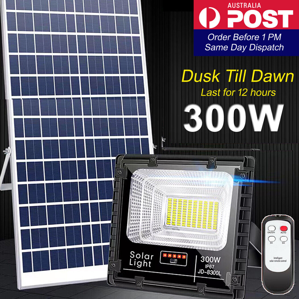 300W LED solar flood light – ultra-bright, energy-efficient outdoor lighting with a durable aluminum body, waterproof design, and 12-hour automatic illumination for backyard and garden spaces