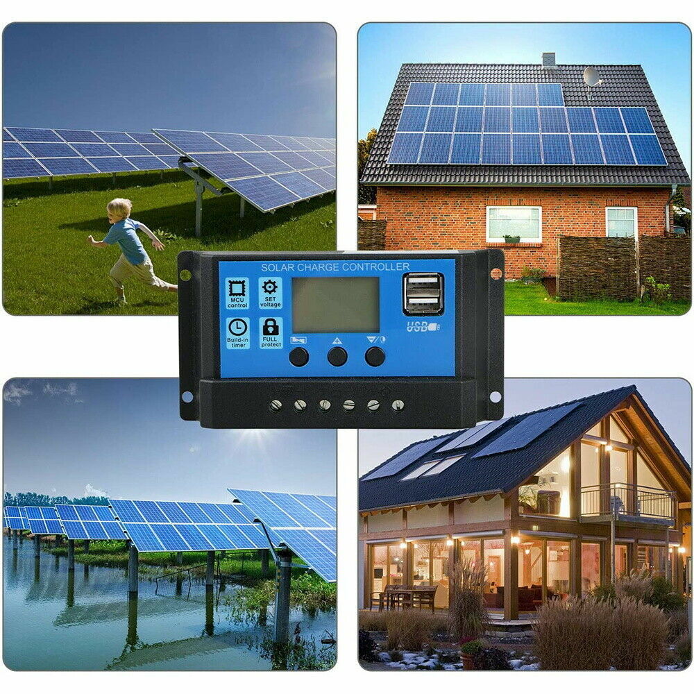 Solar Panel Charge Controller Regulator 12V/24V auto dual USB 30A/20 Battery PWM