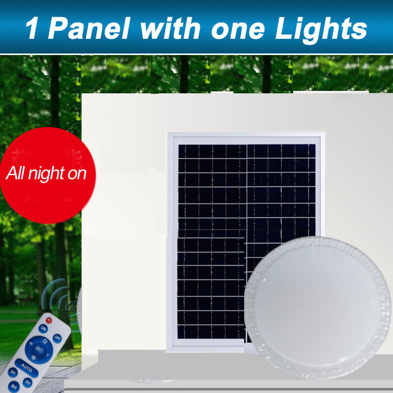 60W Solar Ceiling Light All Night Light Sensor or Remote Control Single Dual