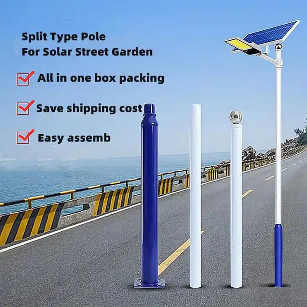 Galvanized Steel Solar Light Pole – Split Assembly Design 3m 4m 5m