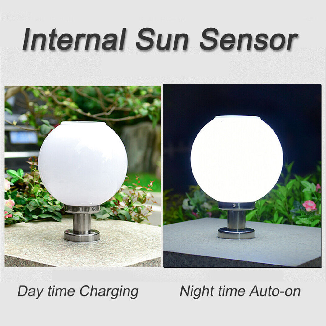 Solar Post Sphere Global Light Spherical Pillar Light Lantern Ball shape 20/30cm