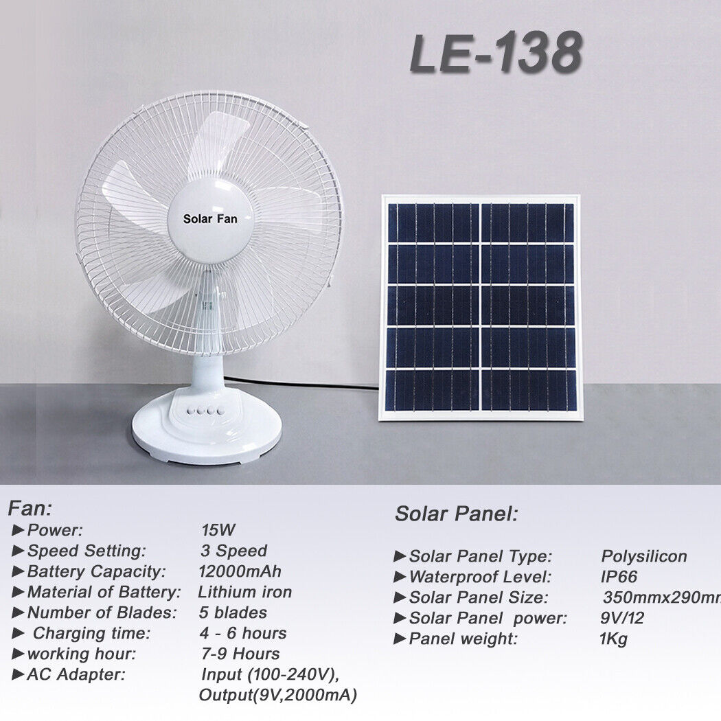 Solar Panel Powered Pedestal Fan Solar Table Fan Outdoor Caravan Solar Fan