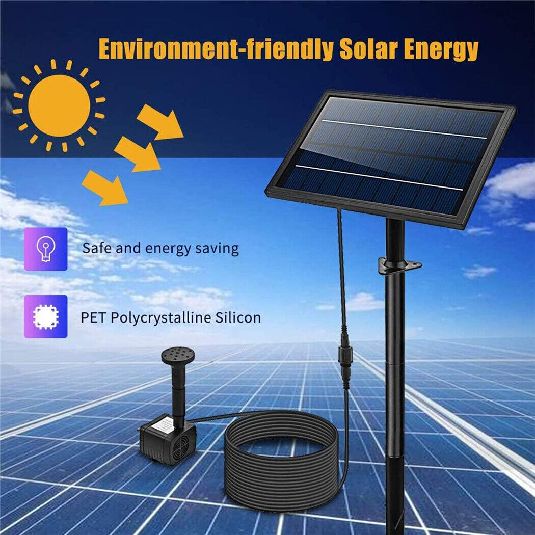 Solar Power Fountain 100cm Water Heigh Pond Pump Submersible Solar Water Pump 8W